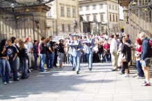 Changing of the guards at Prague Castle at the main gate in the 1st courtyard